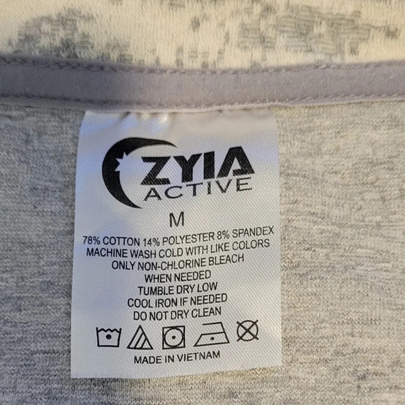 Zyia Active full zip-up collared jacket abstract design cream & gray, womens med - Picture 12 of 12